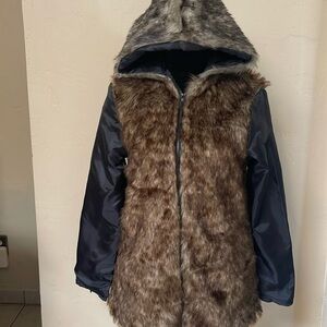 Unbranded Faux Fur Outer Shell Pea Coat Coats, Jackets & Vests for Women